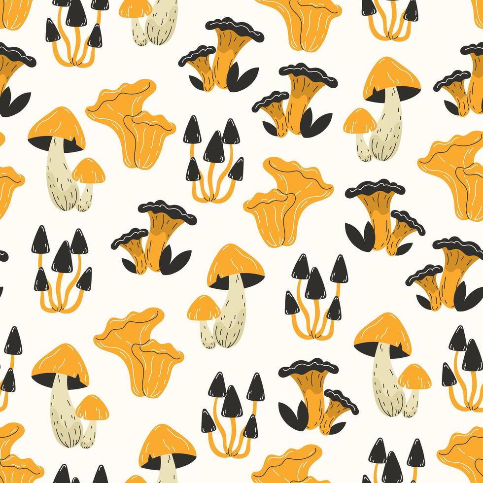 various colorful mushrooms pattern vector