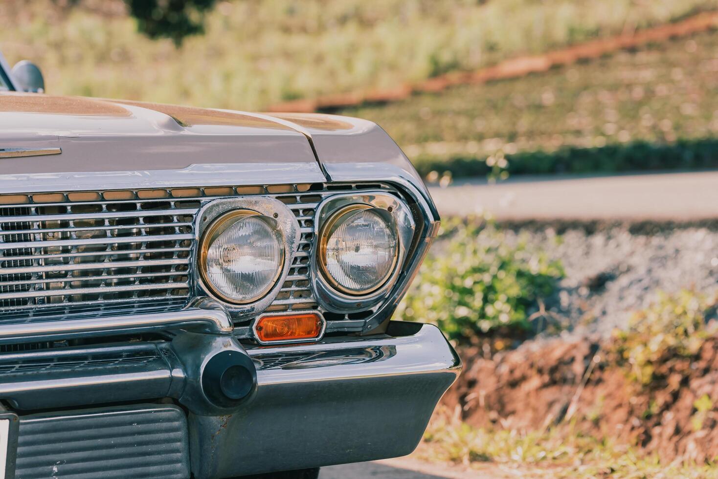 Headlight and turn signal of retro car. photo