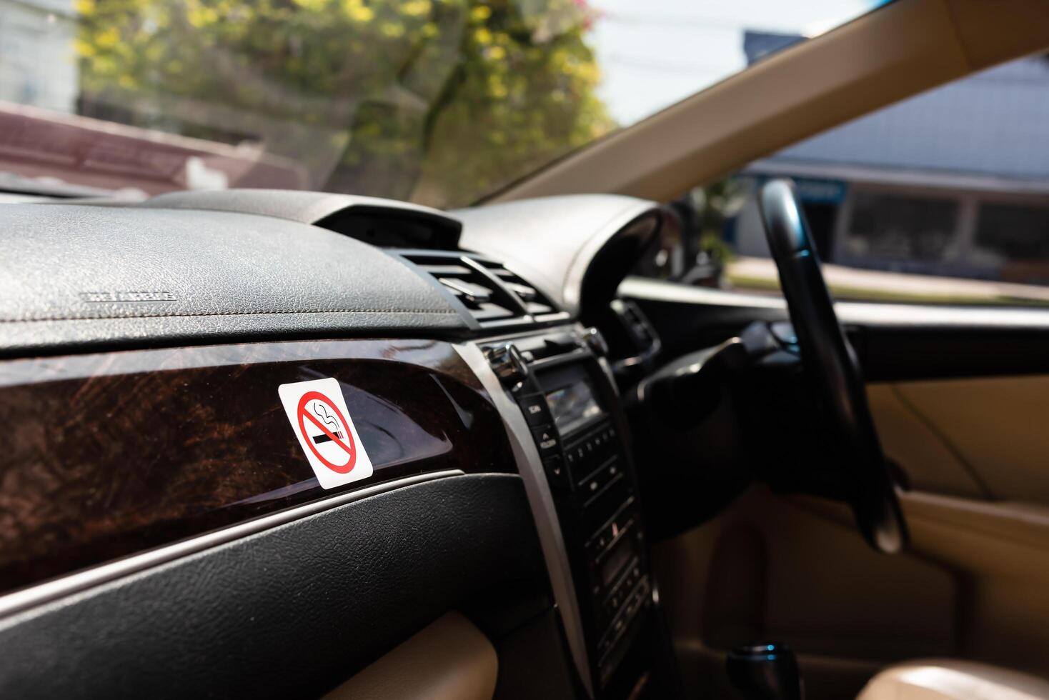 No smoking cigarette sign in car. photo