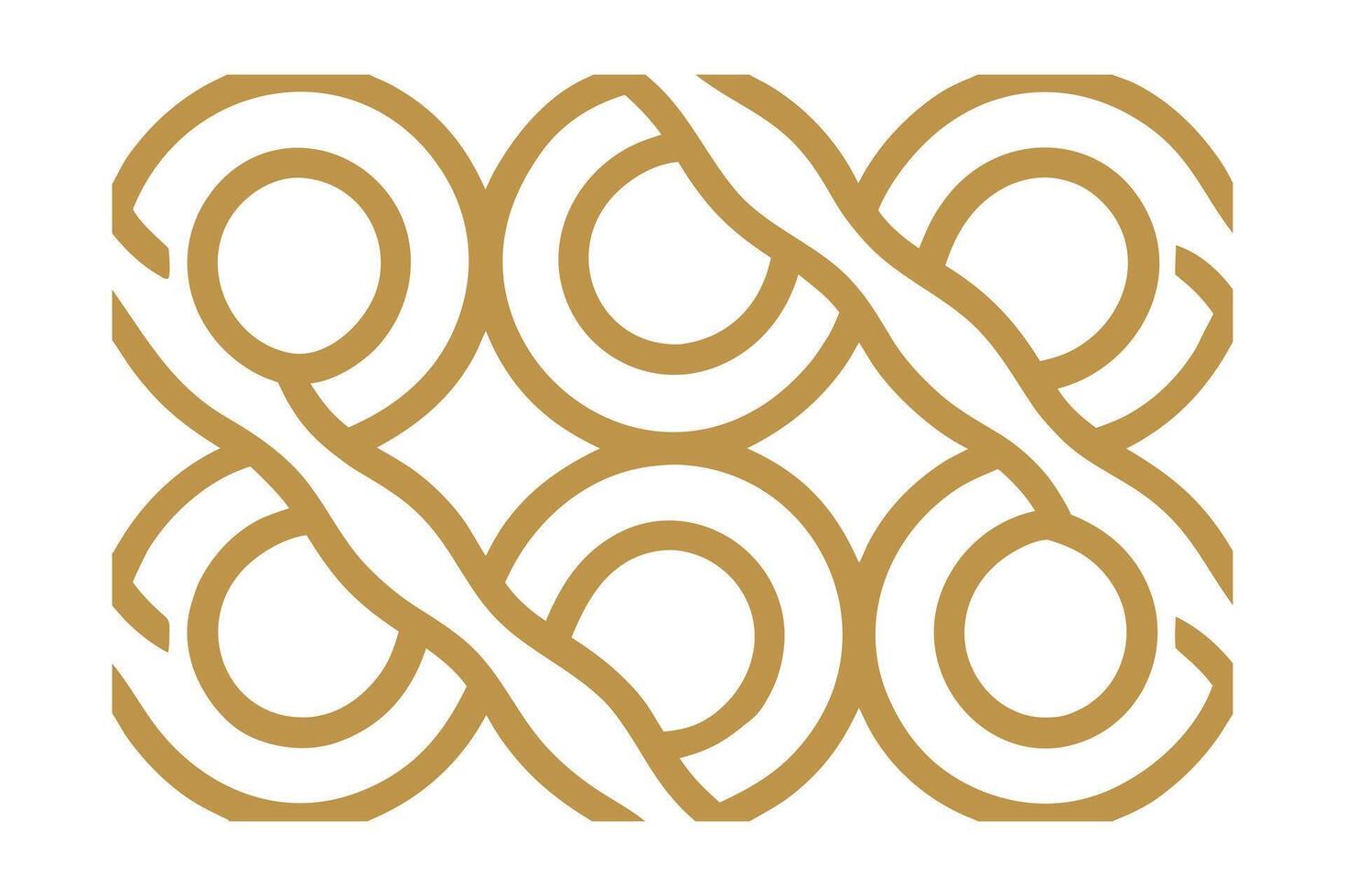 Gold Pattern Interlocking Circles Curved Lines on Abstract Design vector