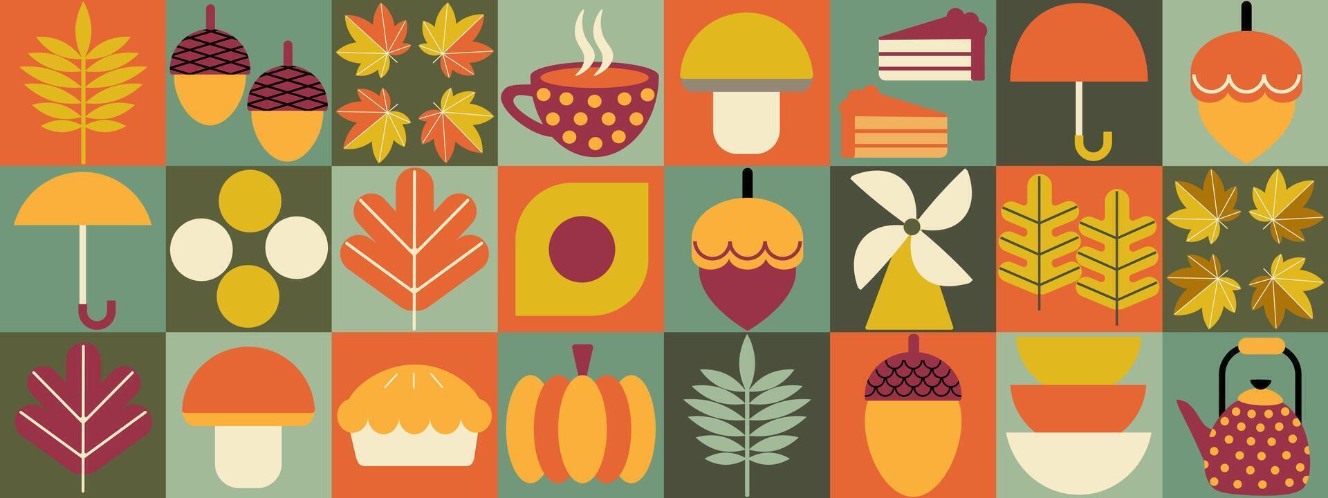 Autumn-themed graphic design elements vector