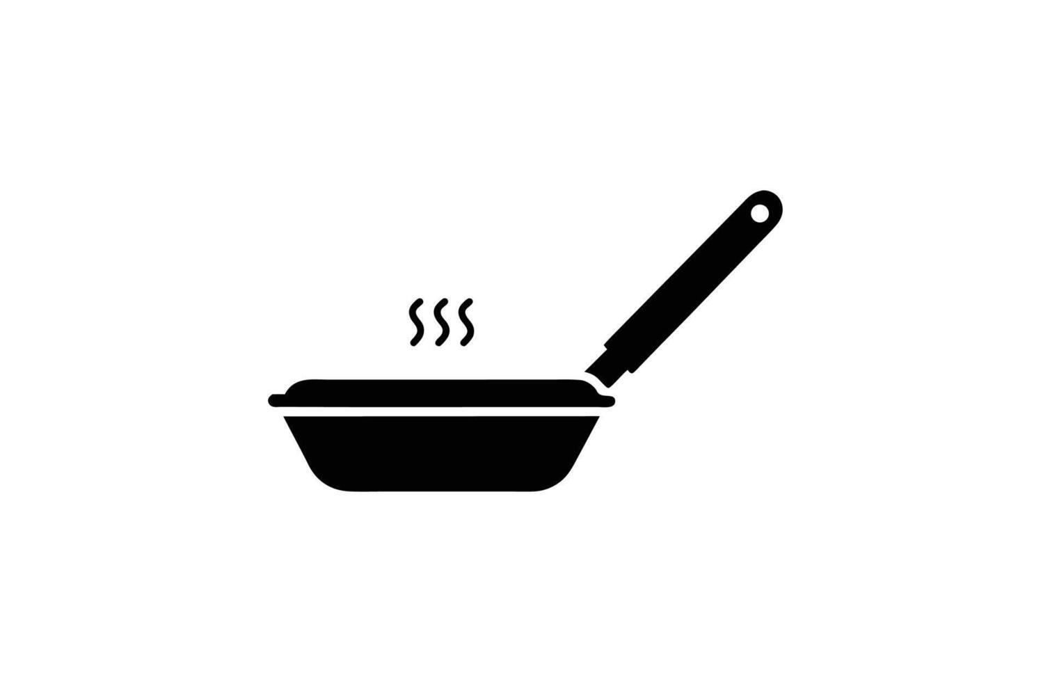 frying pan solid icon with handle, kitchen silhouette for cooking use vector