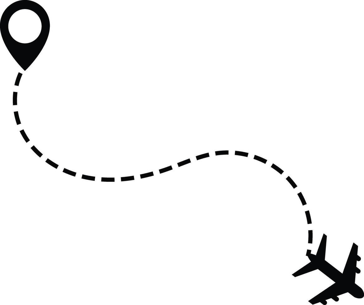 airplane with dotted flight path. dotted line airplane path . flight route with start point. travel and navigation designs. flying plane with twisted vector