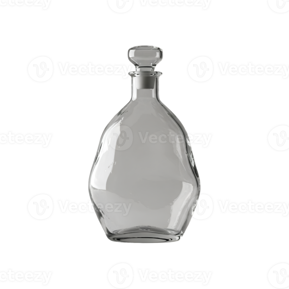 Elegant transparent glass decanter with stopper isolated on transparent background png