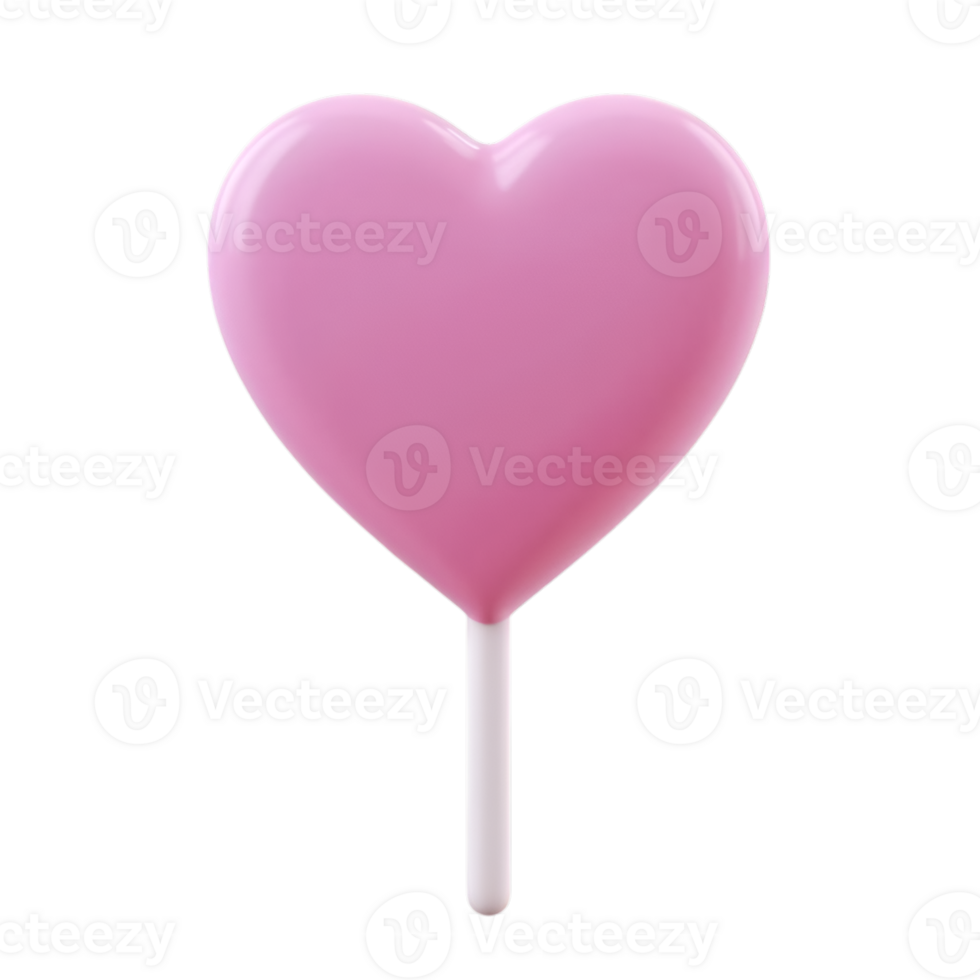 Valentine's Day Heart Lollipop Isolated on Transparent Background png