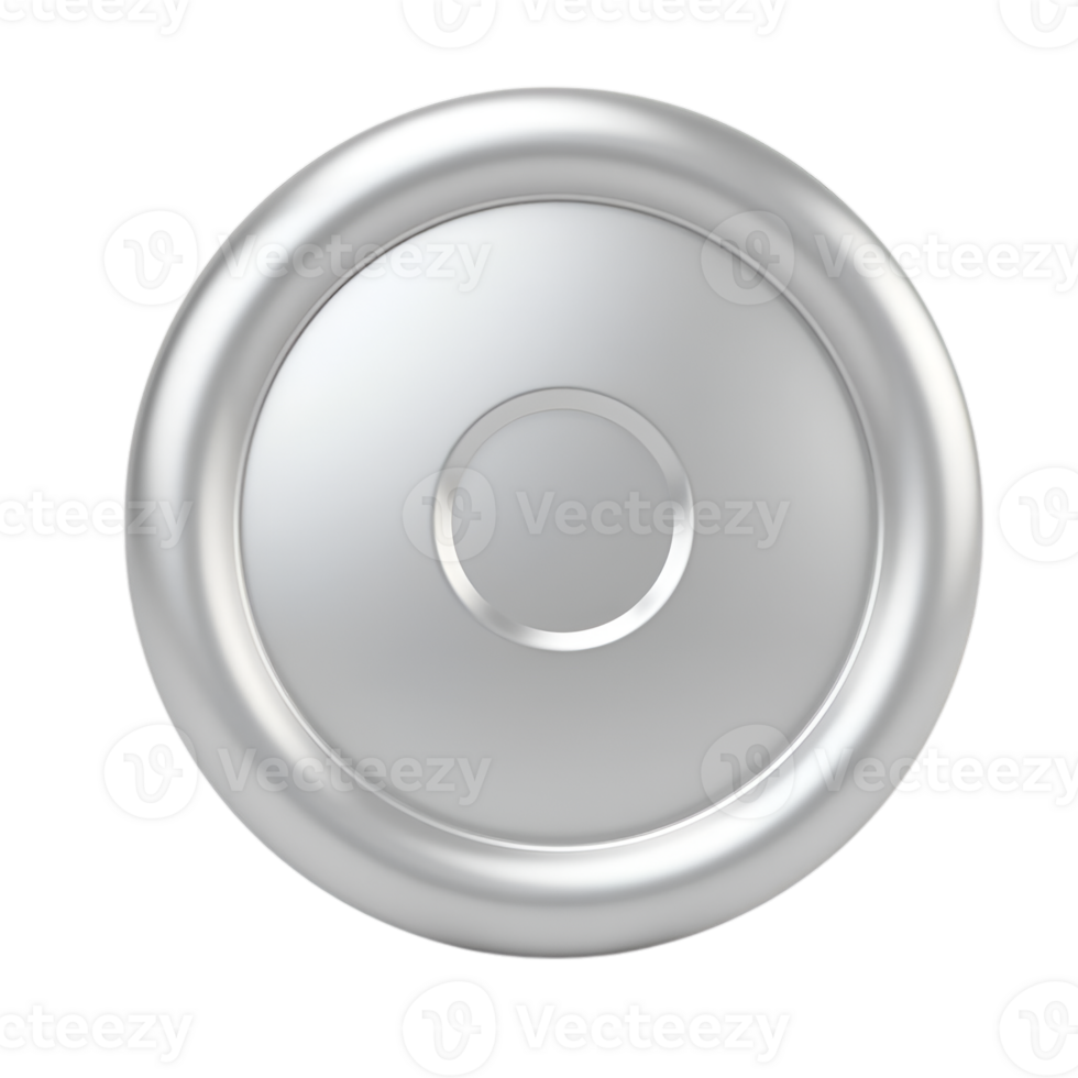 Sleek Silver Metallic Round Plate Top View with Central Recess on Transparent Background png