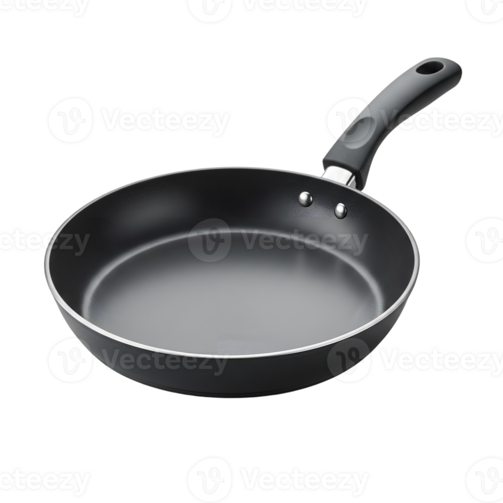 Non-stick frying pan with ergonomic handle for culinary creations on transparent png