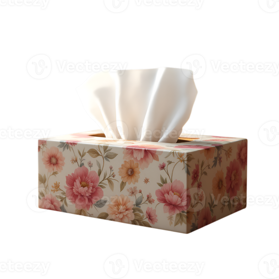 Elegant Floral Tissue Box on Transparent Background for Seamless Design png