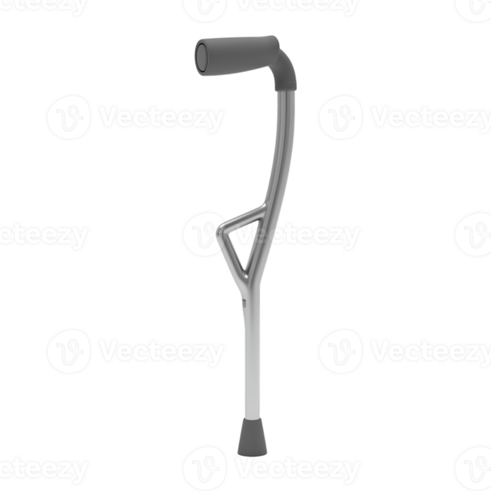 Silver forearm crutch, medical mobility aid isolated on background png