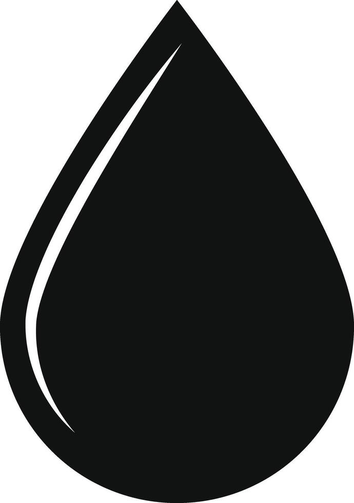 black water droplet icon with glossy highlight. oil drop or liquid drop icon. droplet symbol representing purity. Tear and oil symbols. vector
