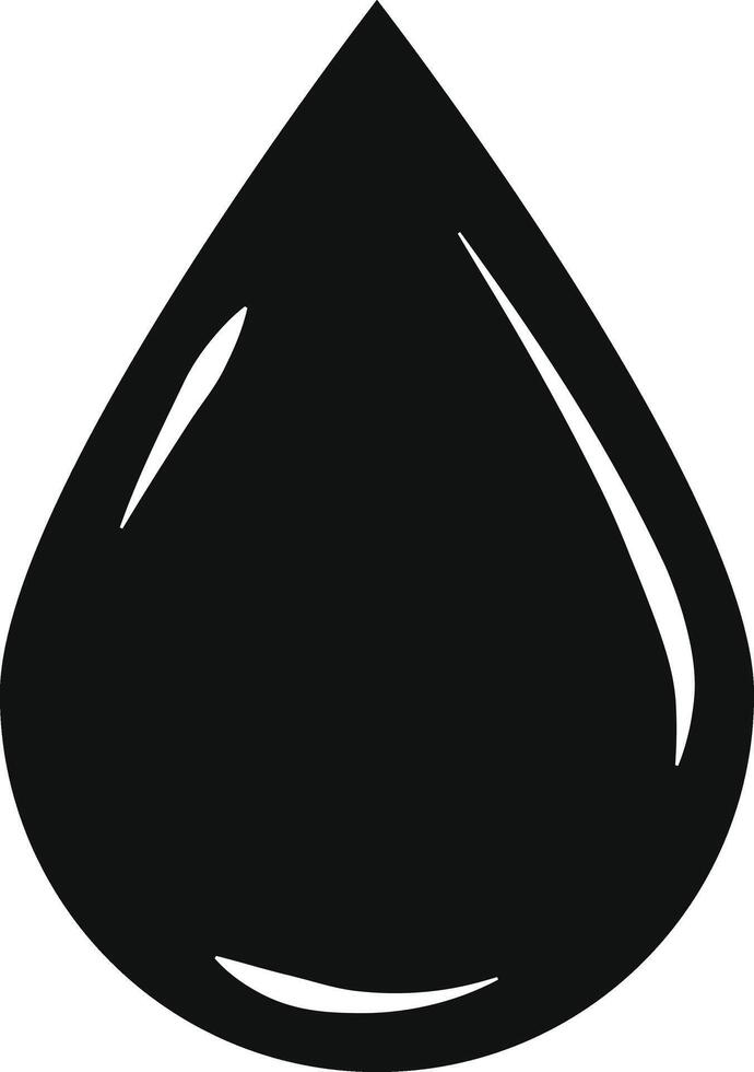 black water droplet icon with glossy highlight. oil drop or liquid drop icon. droplet symbol representing purity. Tear and oil symbols. water conservation themes vector