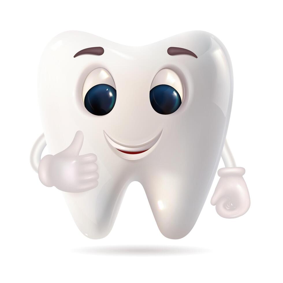 Cartoon tooth giving a thumbs up vector