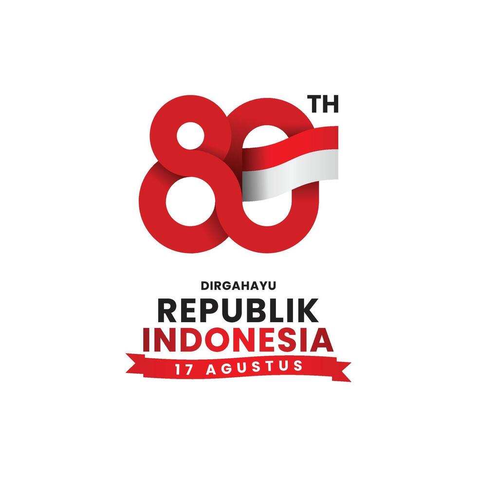 Happy 80th Indonesia Independence day vector
