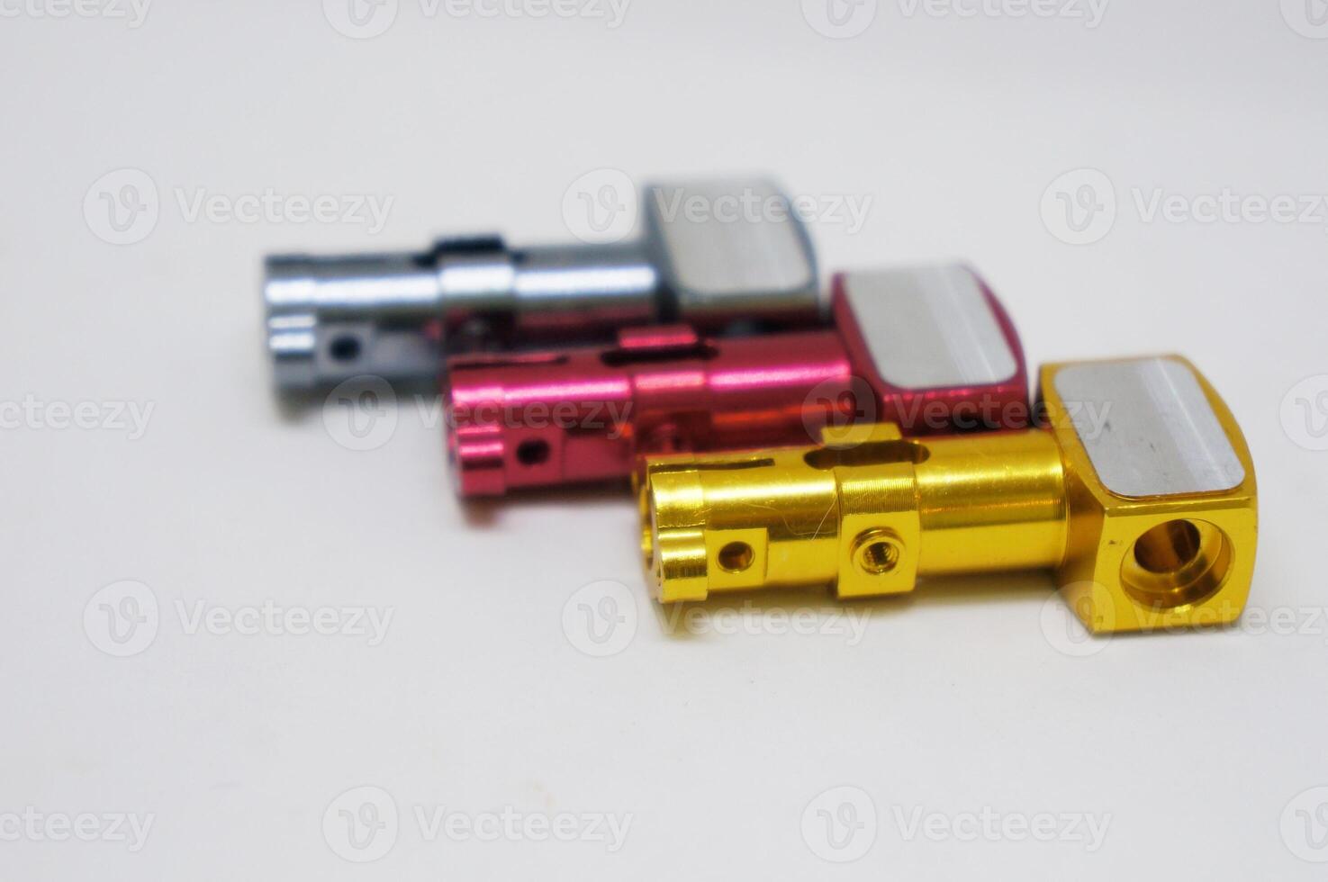 A close-up on the production process of a batch of CNC parts. photo