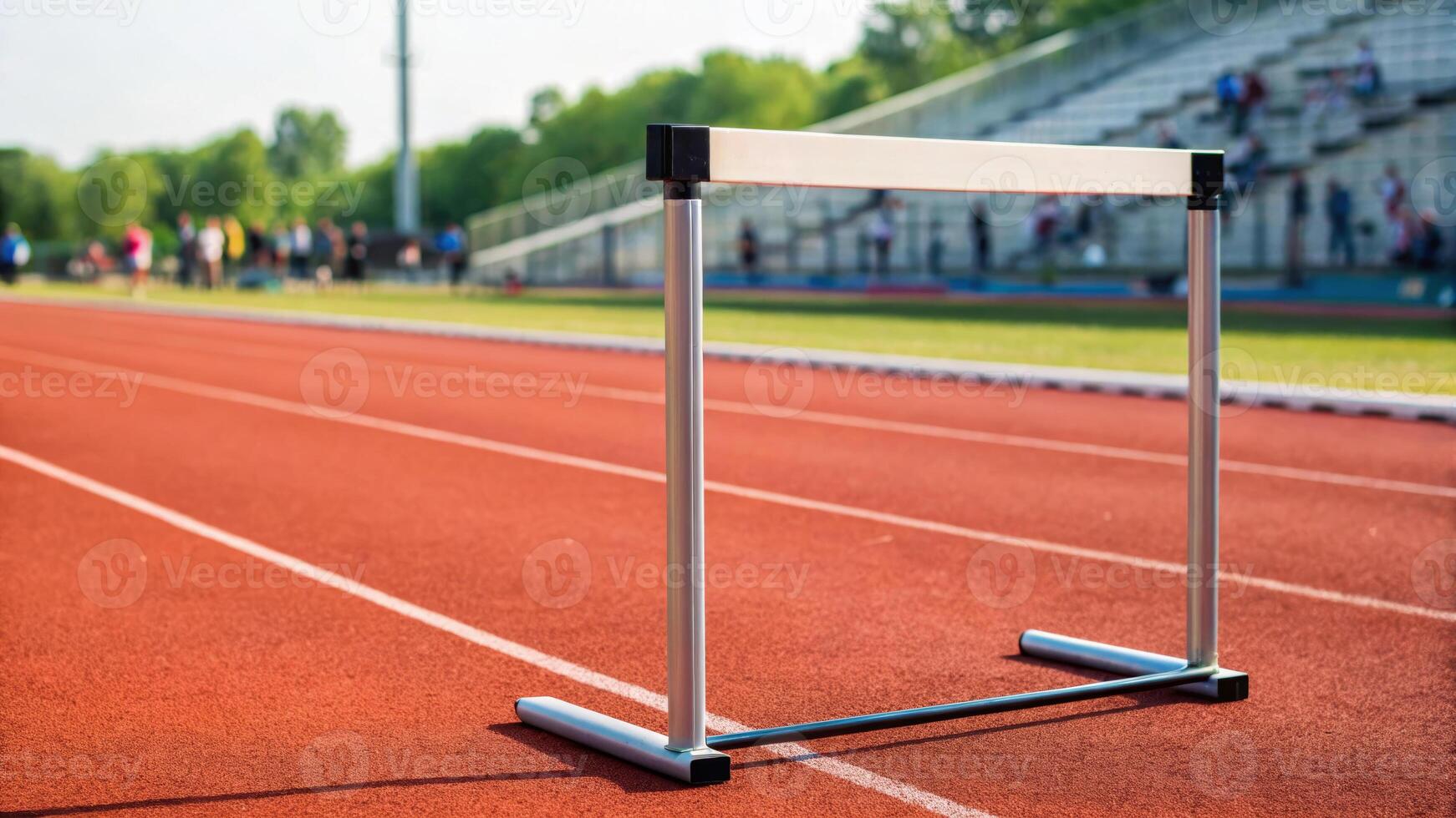 Hurdle outdoor activity. Hurdle outdoor activity track field race athletics competition empty sunny stadium sport running lane obstacle event photo