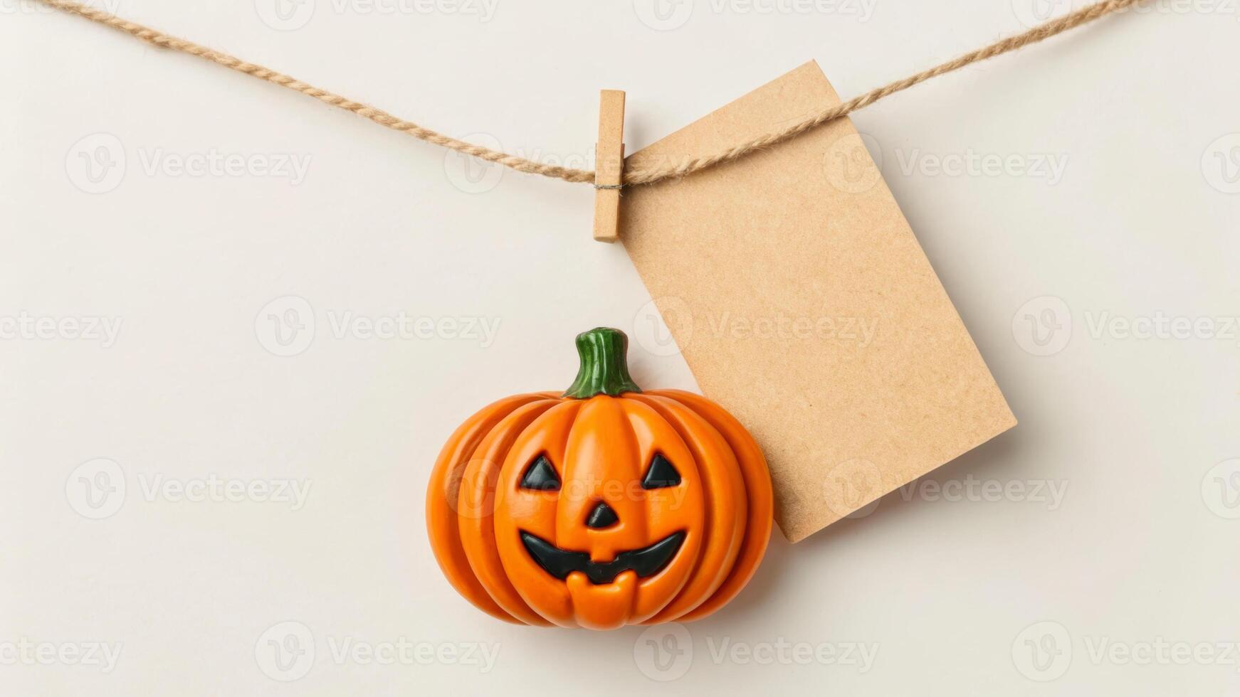 Halloween sale store promotion. Halloween pumpkin blank card autumn decoration orange festive sale,spooky product advertisement, discount banner shopping and trick or treat poster decoration photo