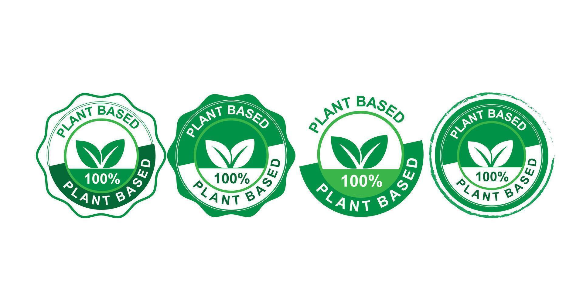 Vegan Friendly 100 Percent Plant Based Icons for Packaging Use vector