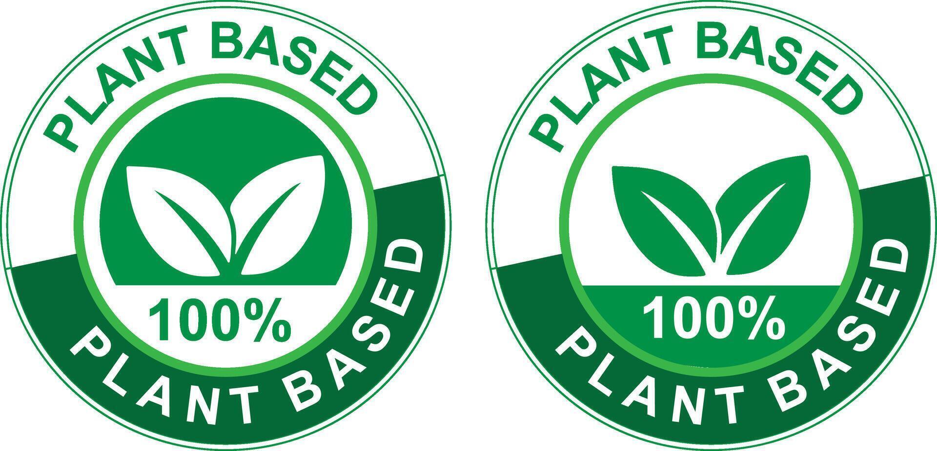 Plant Based 100 Percent Labels for Vegan and Natural Products vector