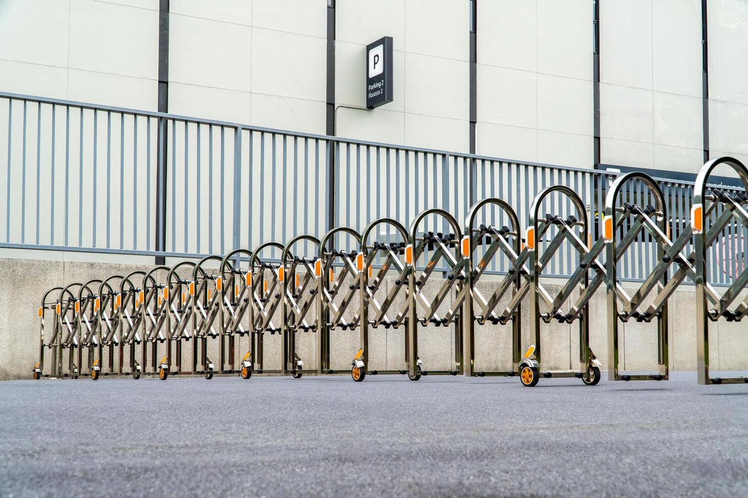 Movable and portable street fence for preventing cars entering the restricted area. photo