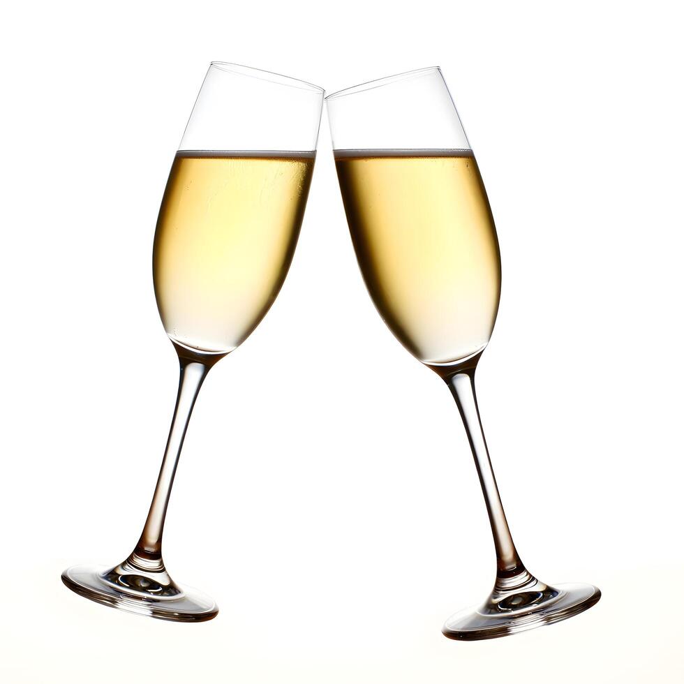 Celebration Toast with Two Flutes of Champagne photo