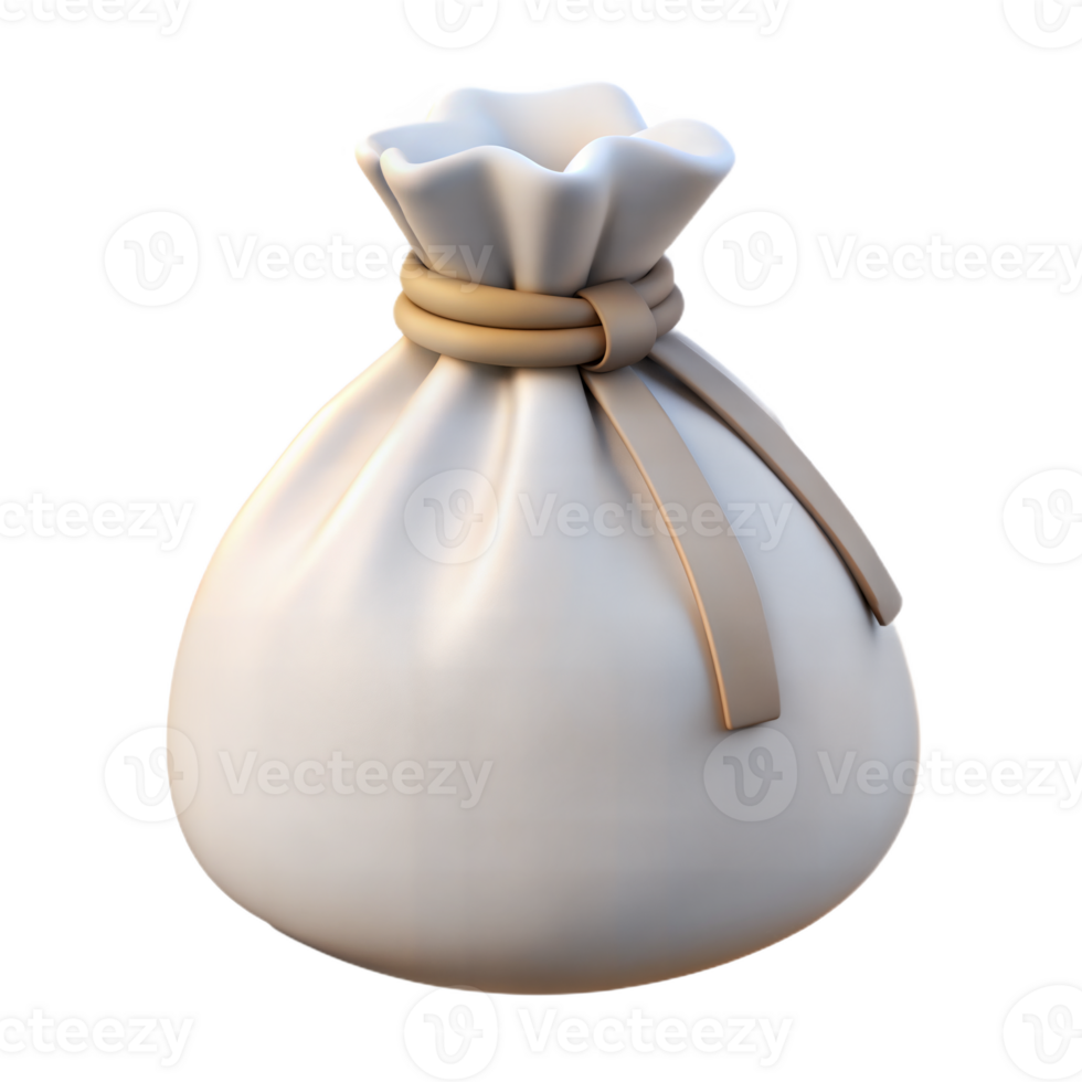 Cartoon Style 3D White Money Pouch with Matte Finish and String Tie png