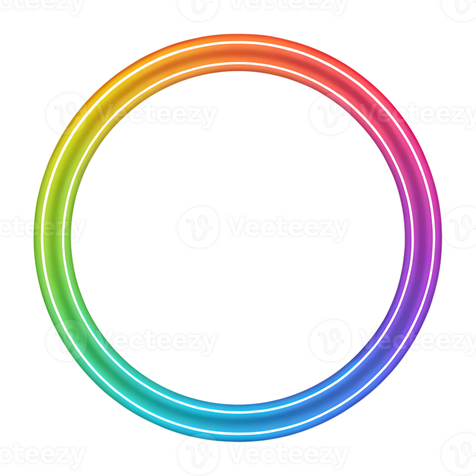 Bright Neon Circle Frame in Rainbow Colors with Soft Glowing Blur png