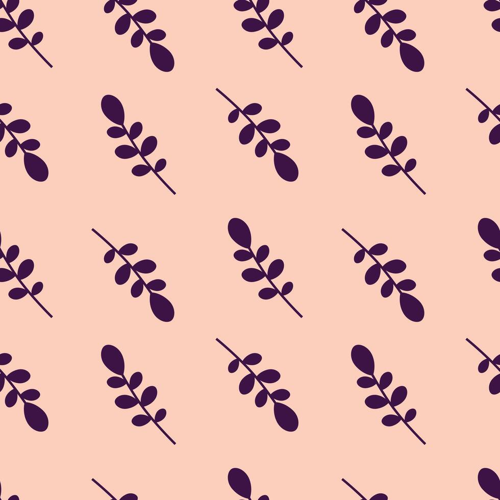 Seamless illustration featuring a repeated pattern of stylized purple leaves on a soft beige background. Perfect for digital designs, textiles, or stationery projects. vector