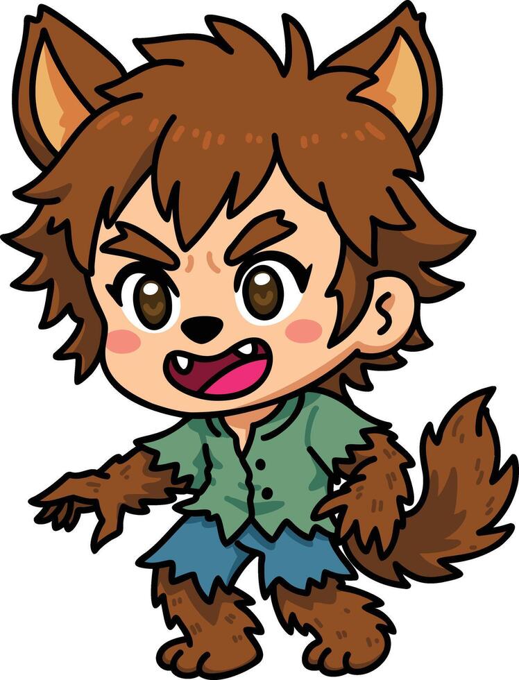 Chibi Werewolf Boy Halloween Costume vector
