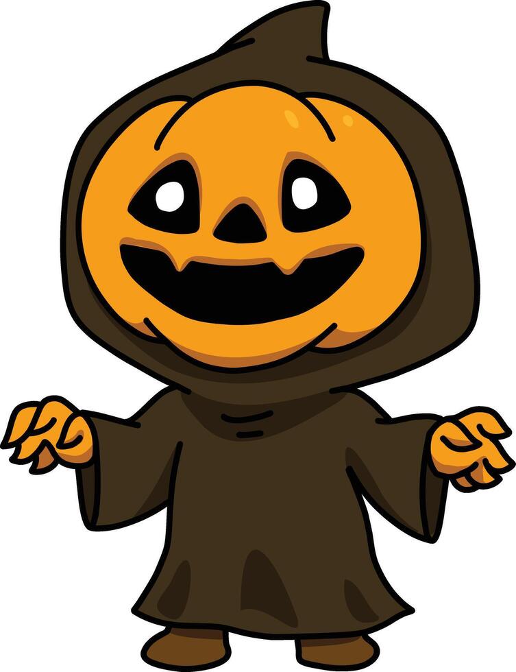 Chibi Pumpkin Head Halloween Costume vector