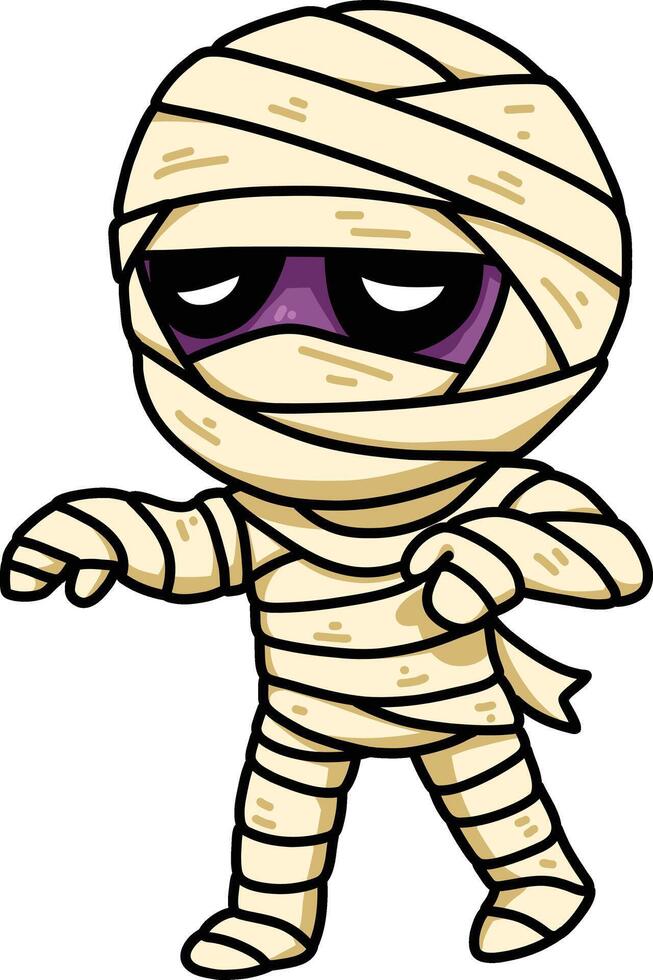 Chibi Mummy Boy Halloween Costume vector