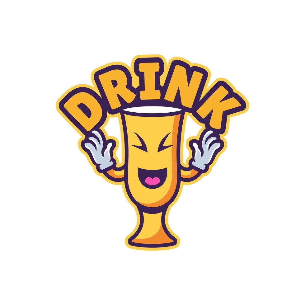 Cheerful Drink Mascot with 'DRINK' Label and Raised Hands vector