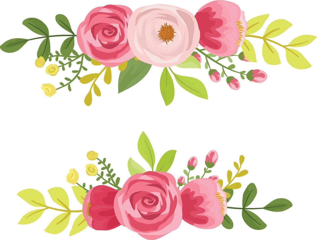 Wild Garden Style Maroon Rose Flower Composition vector