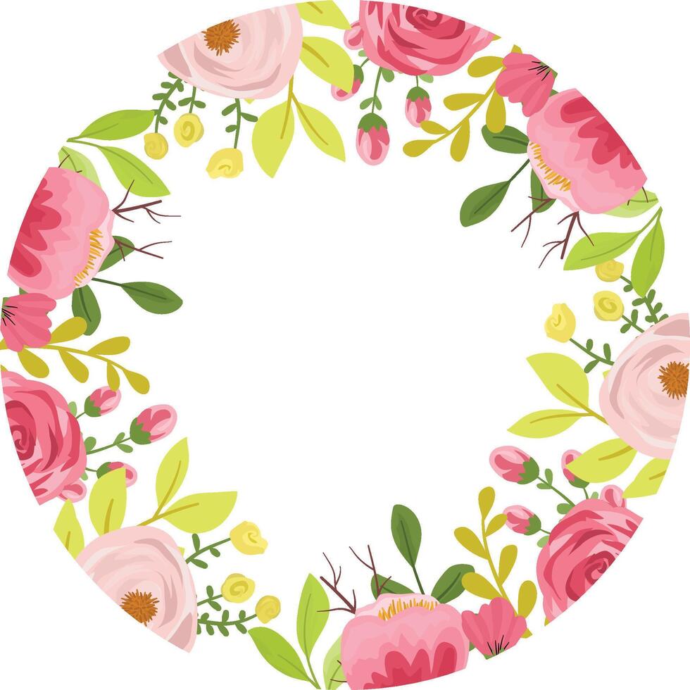 Romantic Maroon Roses and Wildflowers Decorating the Corner with Botanical Accents vector