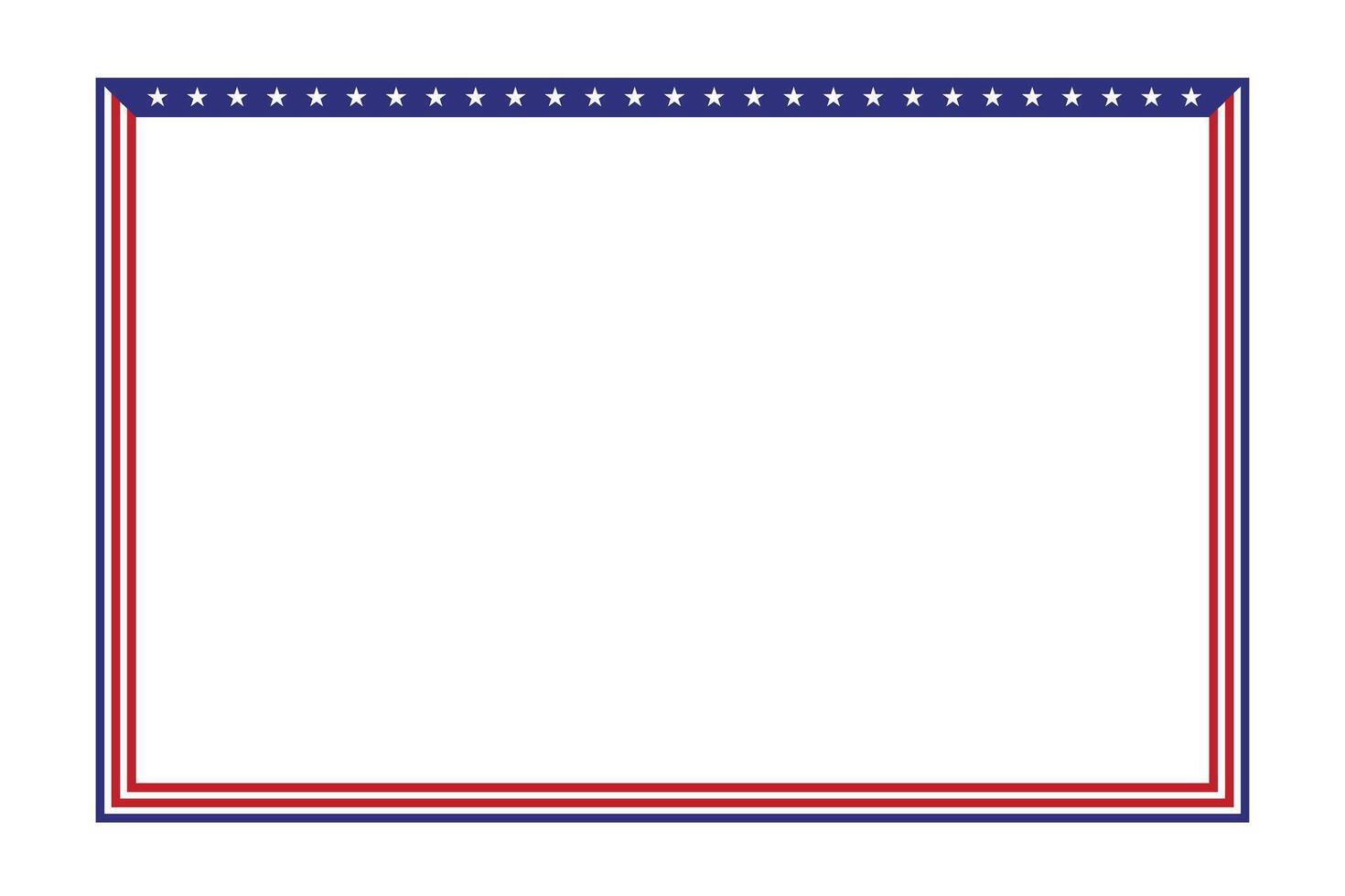 USA flag theme style rectangular square frame or border template American red blue background for independence day document, invitation decorative 4th July patriotic celebrations vector