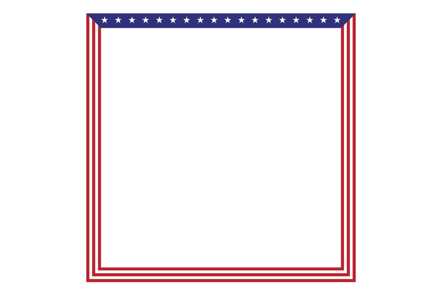 USA flag theme style rectangular square frame or border template American red blue for independence day document background, invitation decorative 4th July patriotic celebrations vector