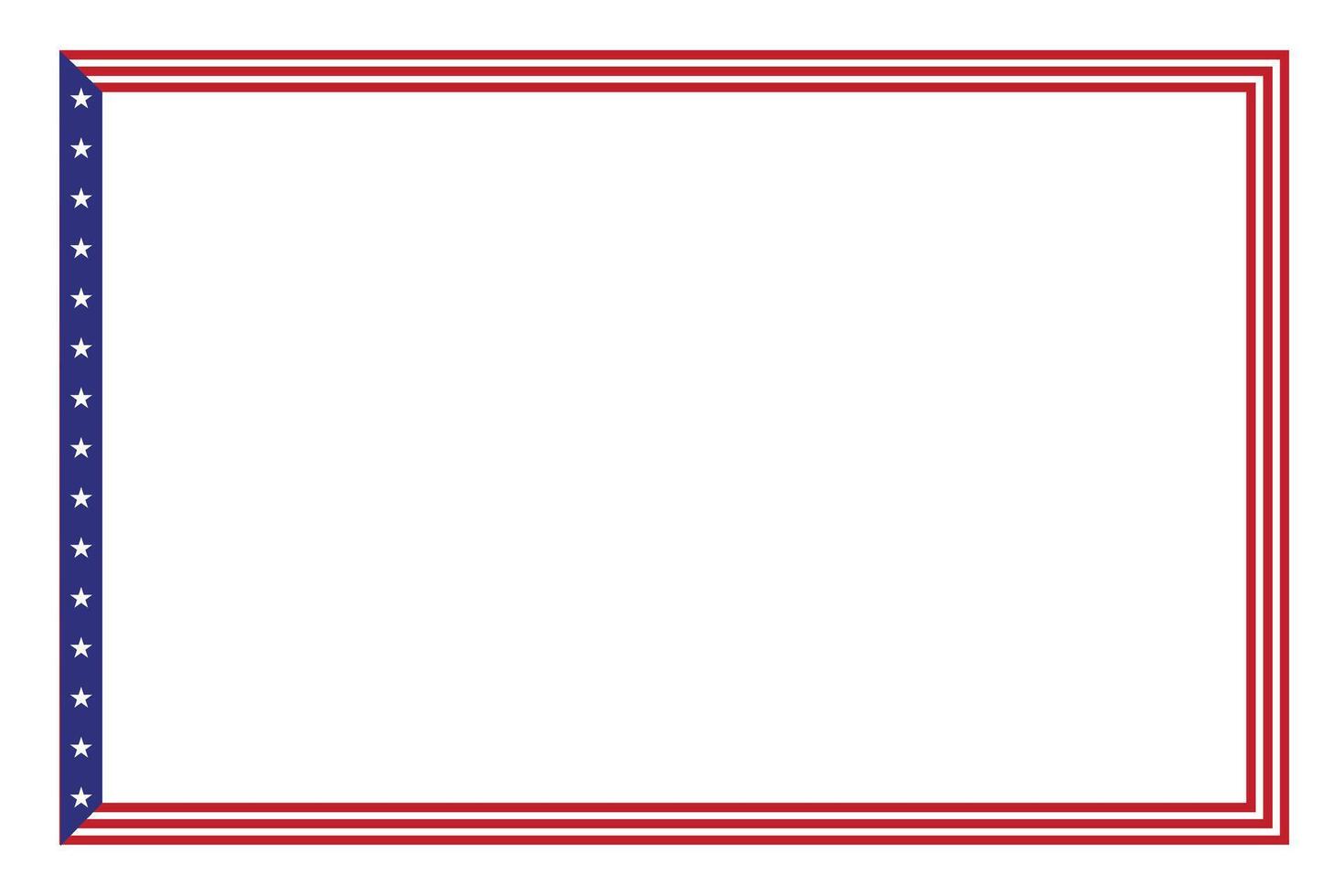 American flag theme style rectangular square frame or border template USA red blue for independence day document, invitation decorative 4th July patriotic celebrations stripe vector