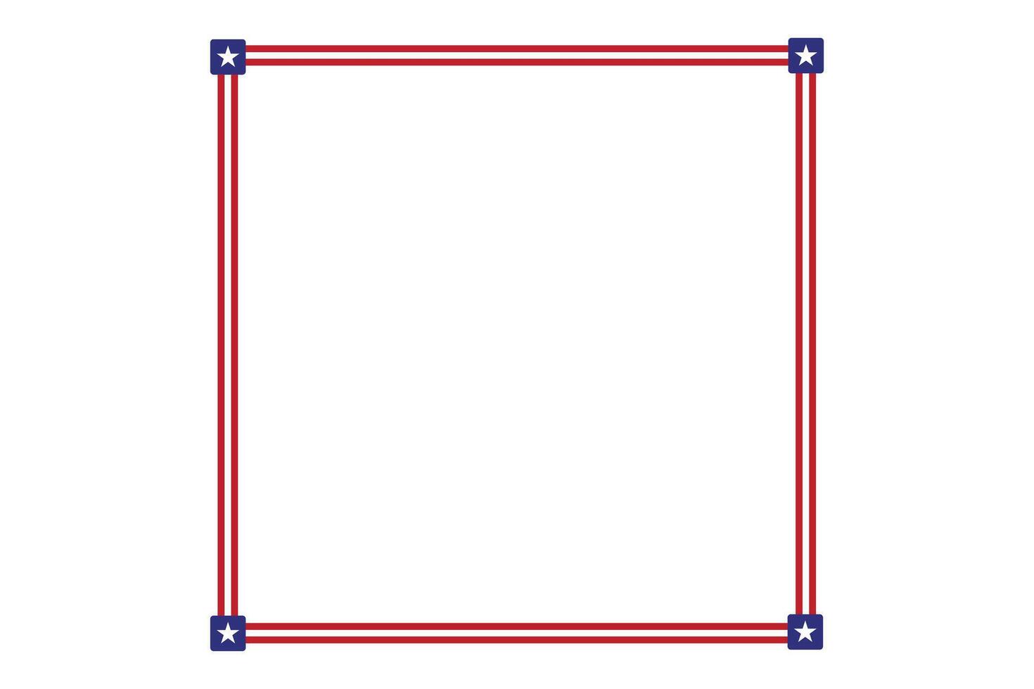 American flag theme style rectangular square frame or border template USA red blue independence day document stripe invitation decorative 4th July patriotic celebrations background vector
