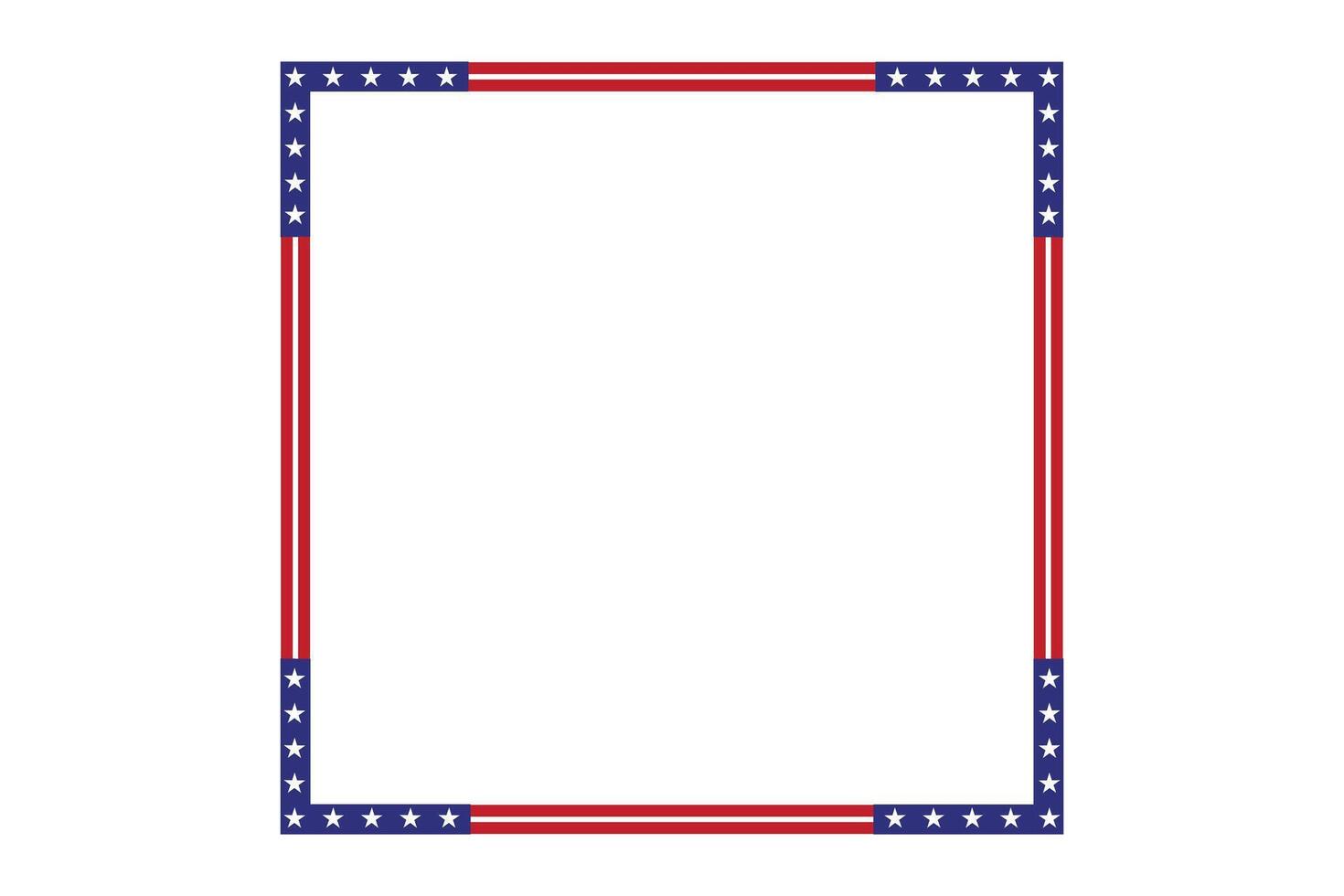 American flag stripe theme style rectangular square frame or border template USA red blue for independence day document, invitation decorative 4th July patriotic celebrations vector