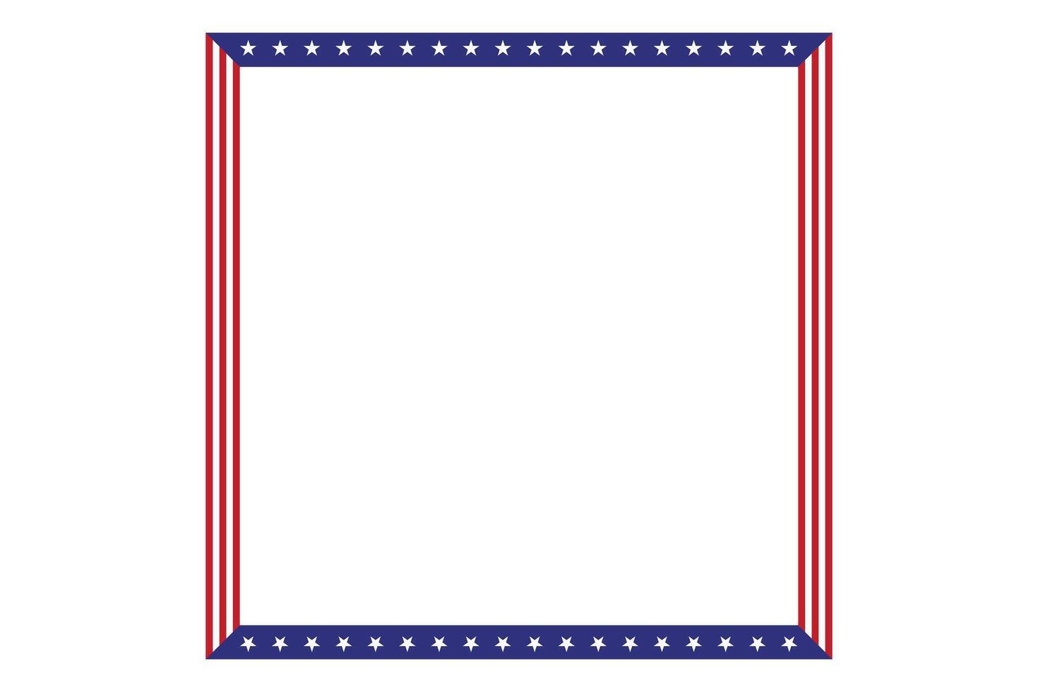American flag theme style rectangular square frame or border template USA red blue background for independence day document, invitation decorative 4th July patriotic celebrations vector