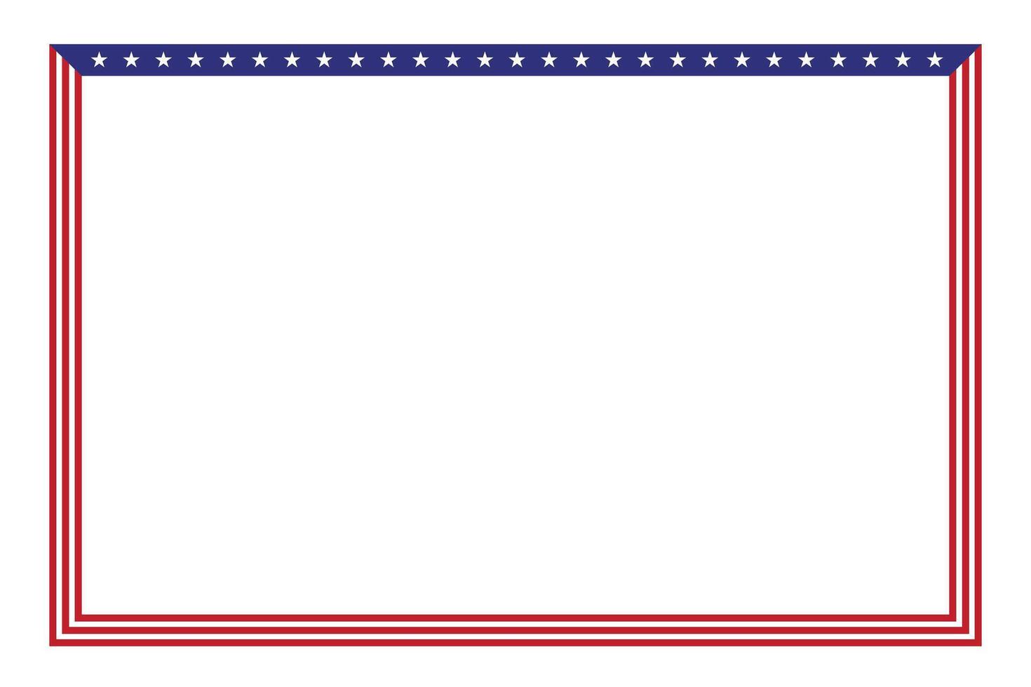 American style rectangular square frame or border template USA red blue theme style for independence day document, invitation decorative 4th July patriotic celebrations vector