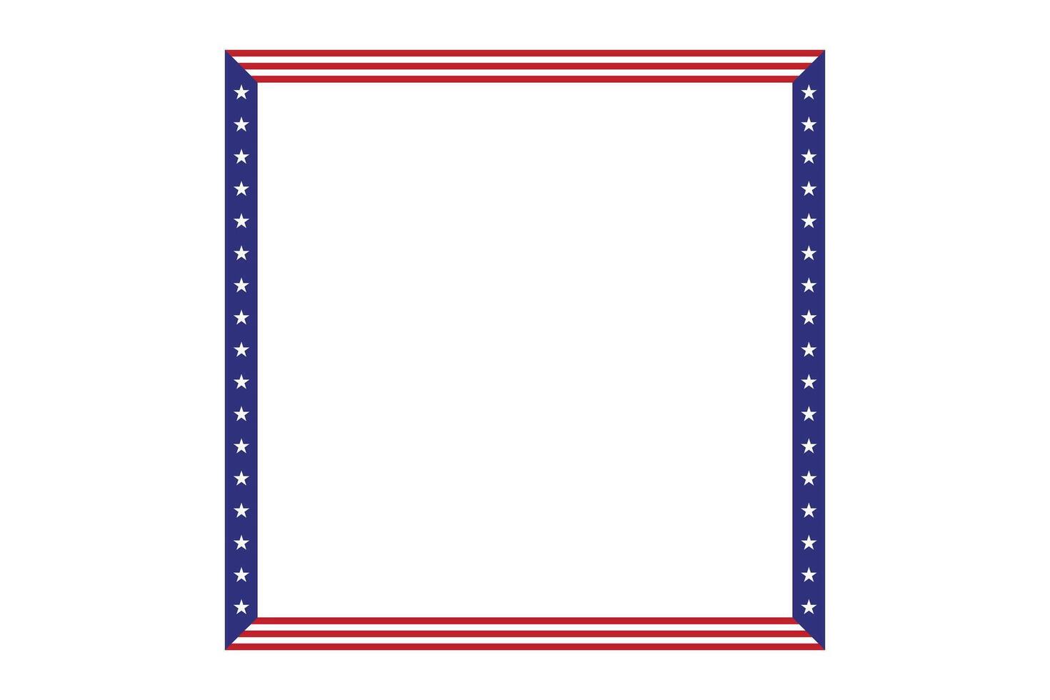 American flag theme style rectangular square border or frame template USA red blue for independence day document, invitation decorative 4th July patriotic celebrations vector