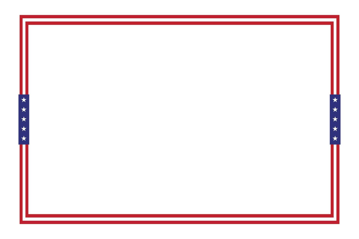 American flag rectangular square theme style frame or border template USA red blue for independence day document, invitation decorative 4th July patriotic celebrations vector