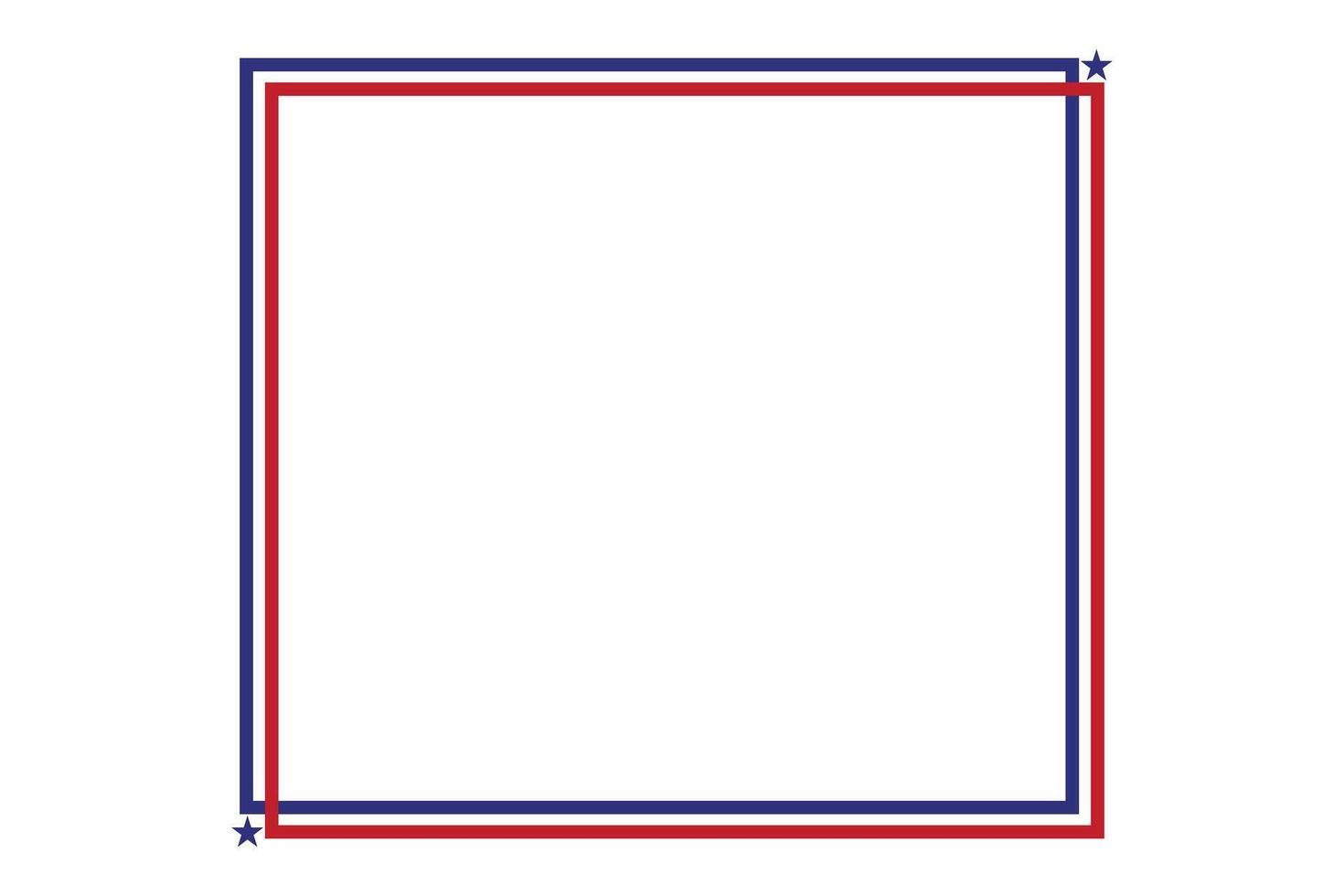 USA flag theme style rectangular square frame border template American red blue independence day document, invitation decorative 4th July patriotic celebrations vector