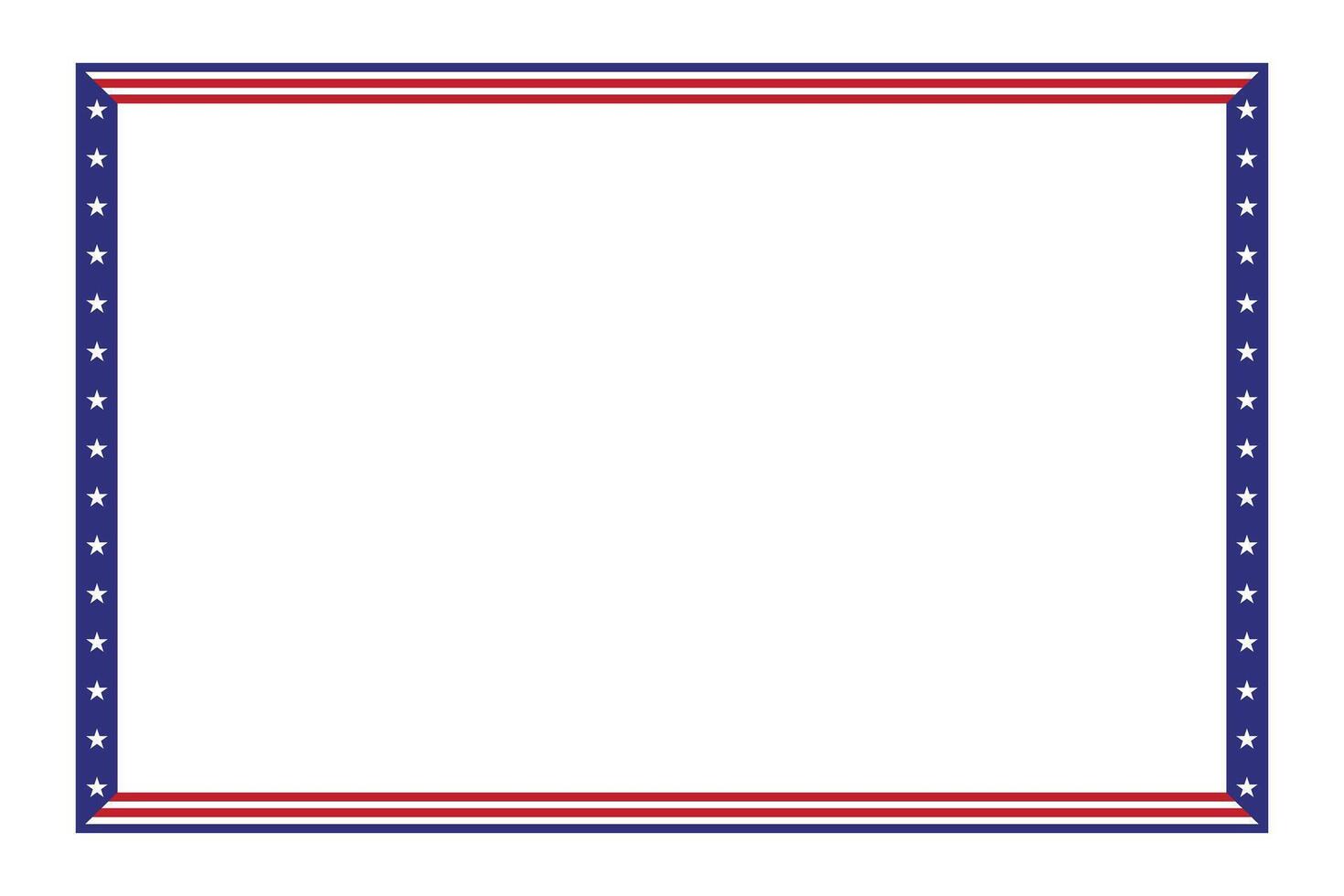 American flag rectangular square frame or border template theme style USA red blue for independence day document, invitation decorative 4th July patriotic celebrations vector