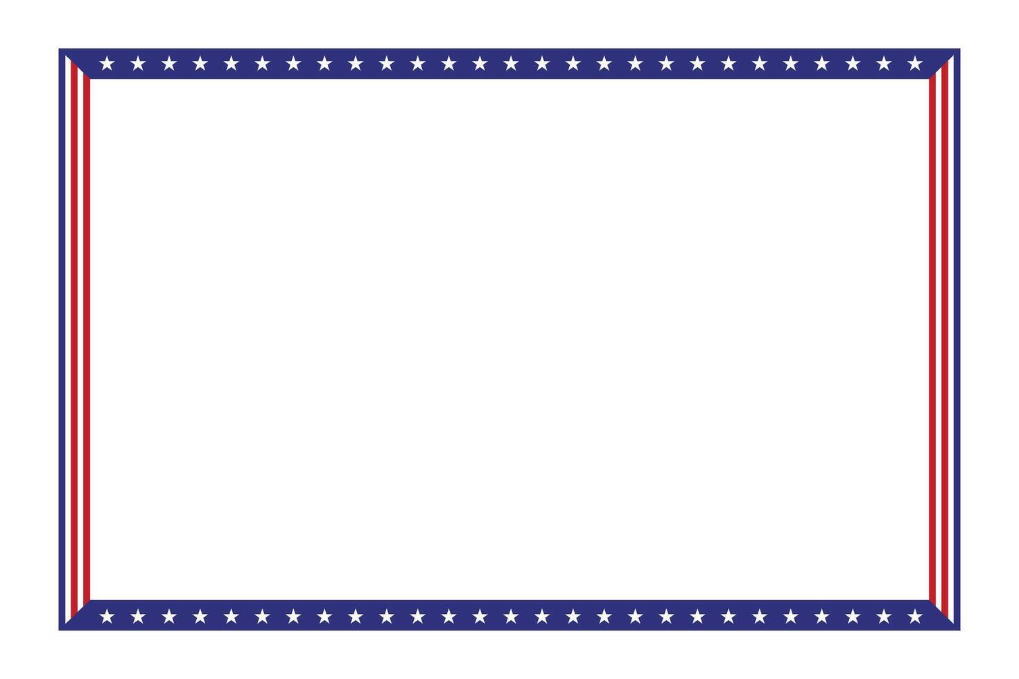 USA flag theme style rectangular square frame or border template American red blue for independence day document, invitation decorative 4th July patriotic celebrations vector