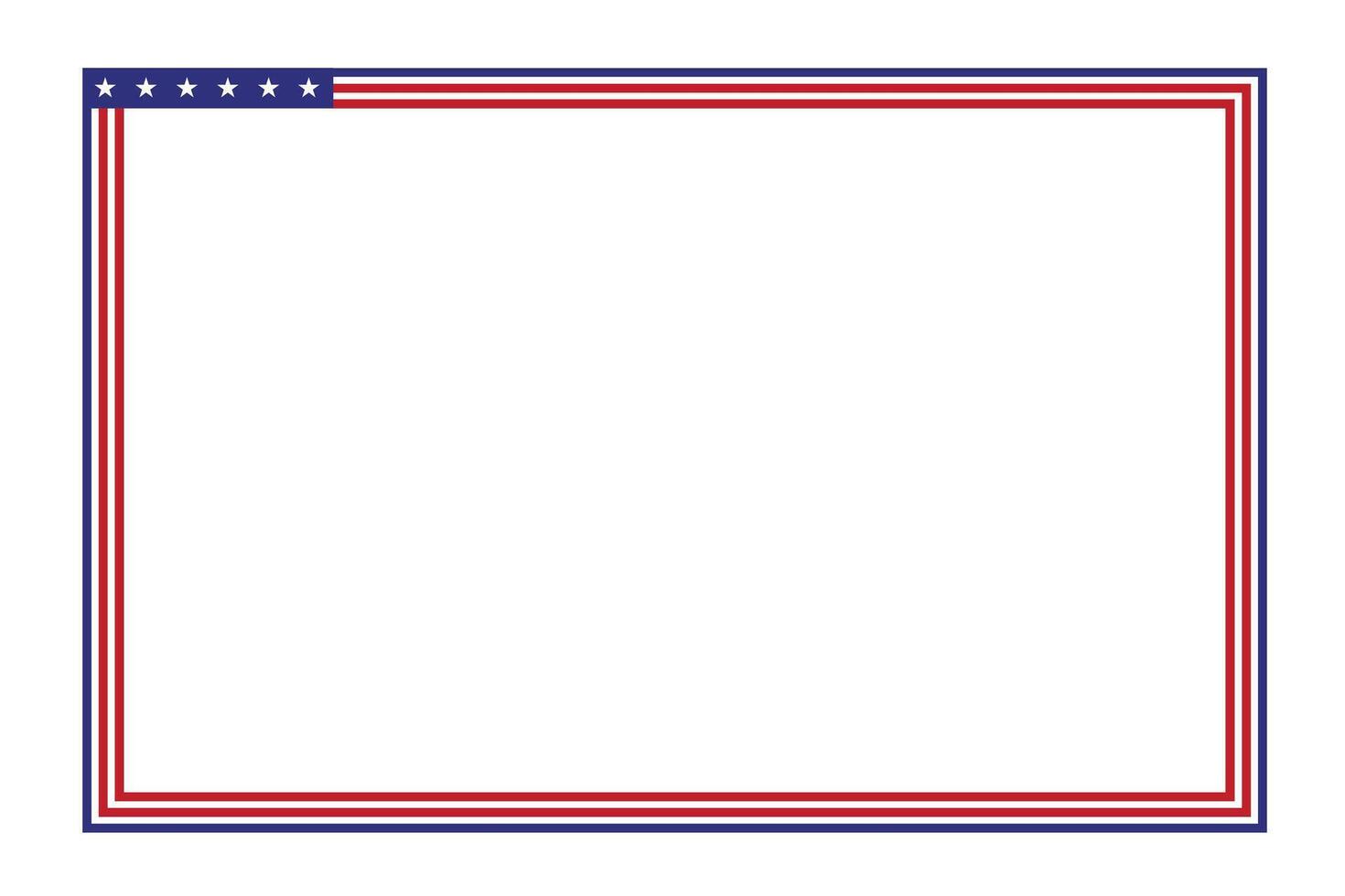 American flag theme style rectangular square frame or border template USA red blue for independence day document, invitation background decorative 4th July patriotic celebrations vector