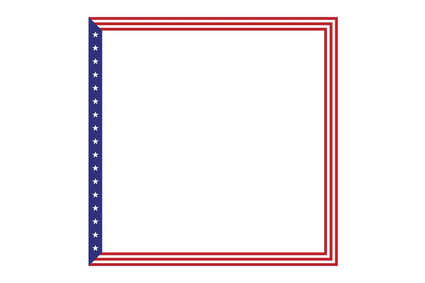 American flag theme style rectangular square frame or border template USA red blue white stripe independence day document, invitation decorative 4th July patriotic celebrations background vector