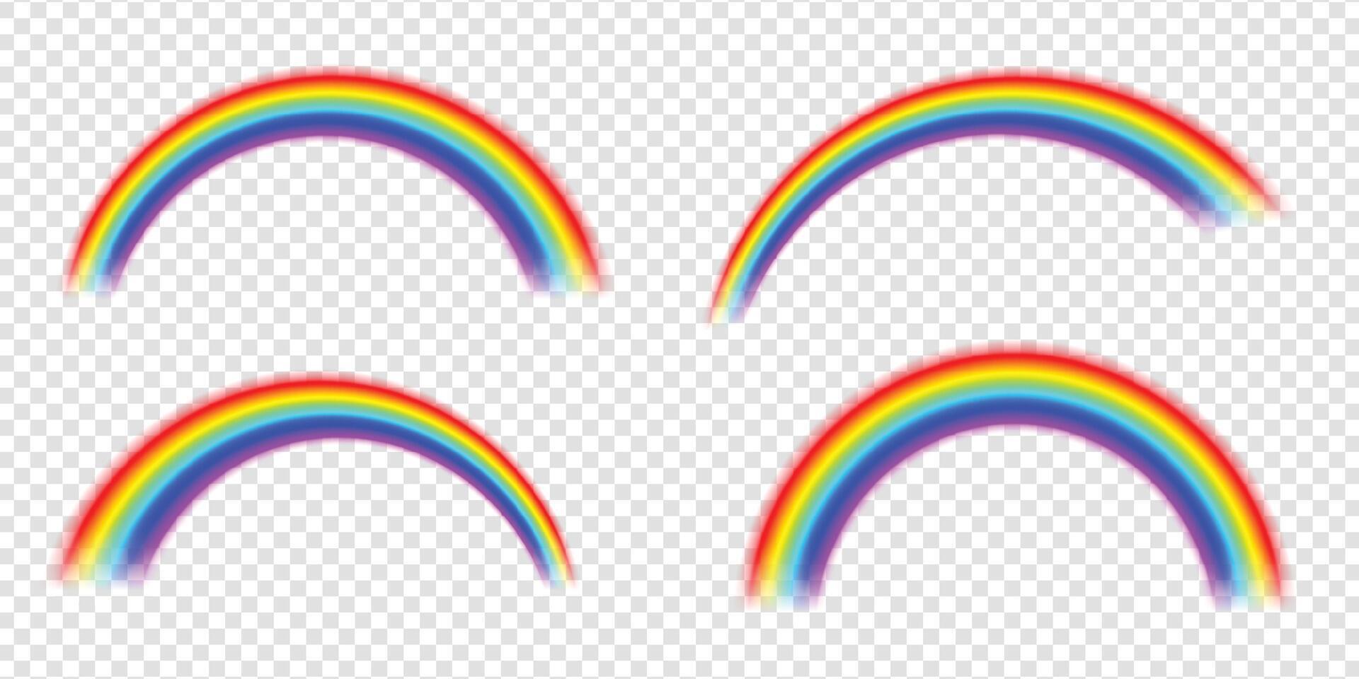 Realistic rainbow arch isolated on white background with colorful light spectrum vibrant natural sky rain symbol clear weather illustration for graphic design vector