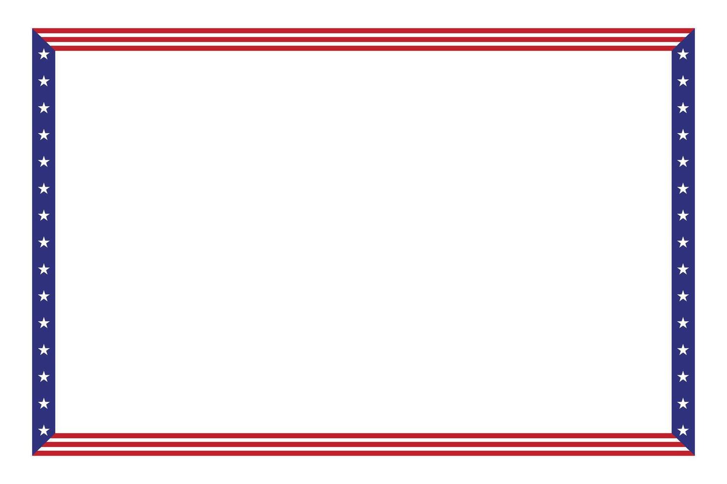 USA flag theme style rectangular square frame border template American red blue for independence day document, invitation decorative 4th July patriotic celebrations vector