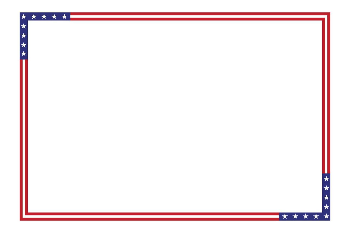 American flag theme style rectangular square border frame template USA red blue for independence day document, invitation decorative 4th July patriotic celebrations vector